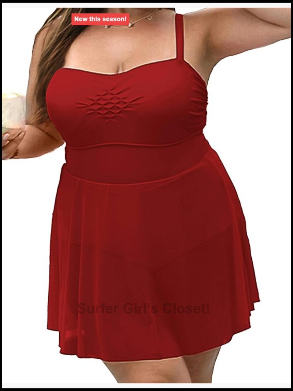 Plus Size One Piece Swim Dress Romper with Tummy Control